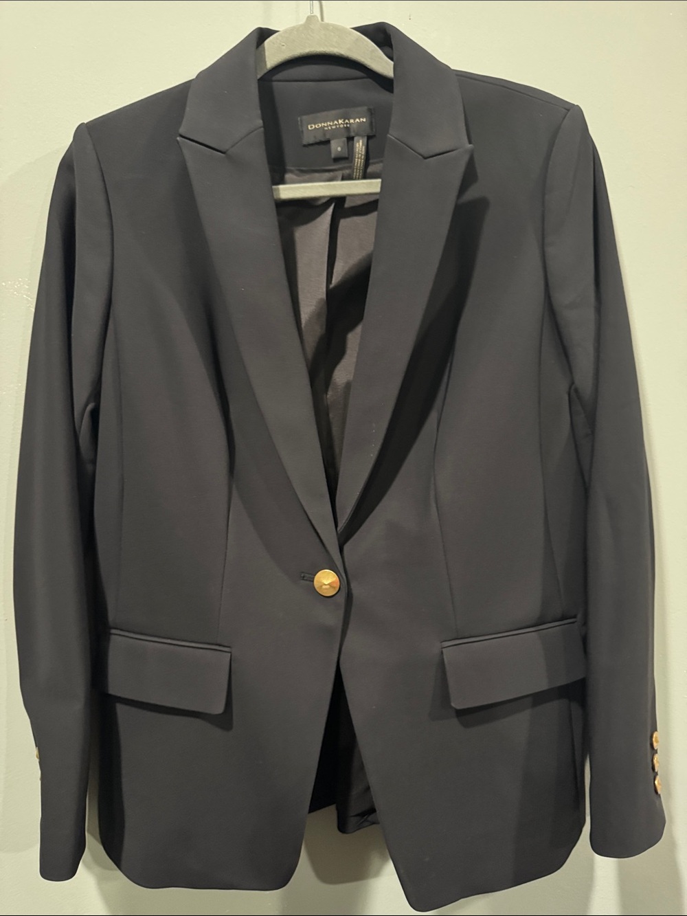 Donna Karan Black Blazer with Gold Button